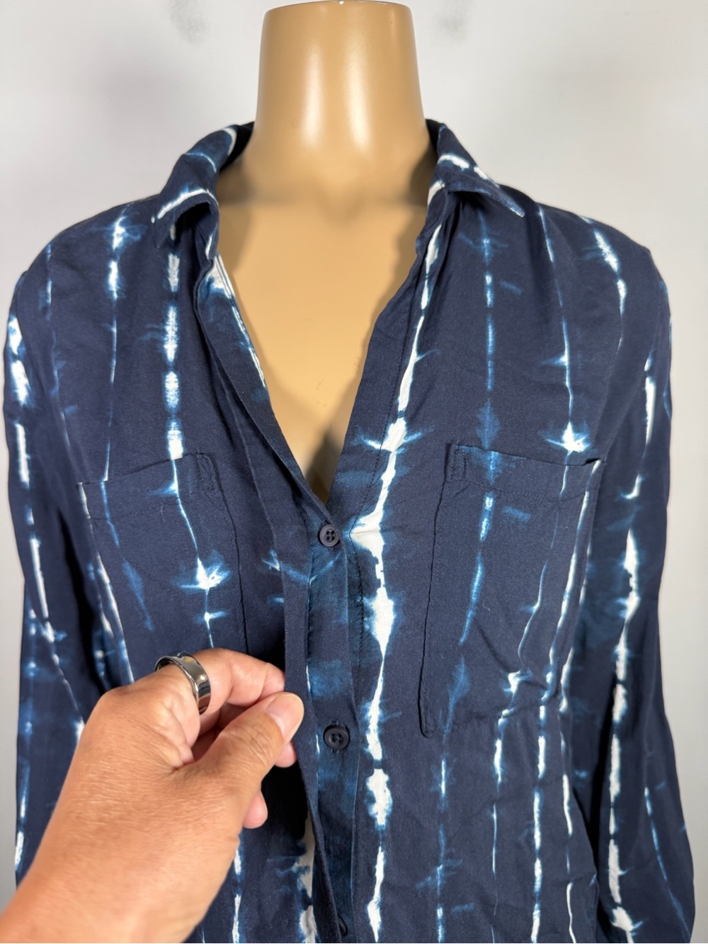 Cloth & Stone Anthropologie Women’s Size Small Tie Dye Rayon Button Down Shirt - Picture 2 of 7